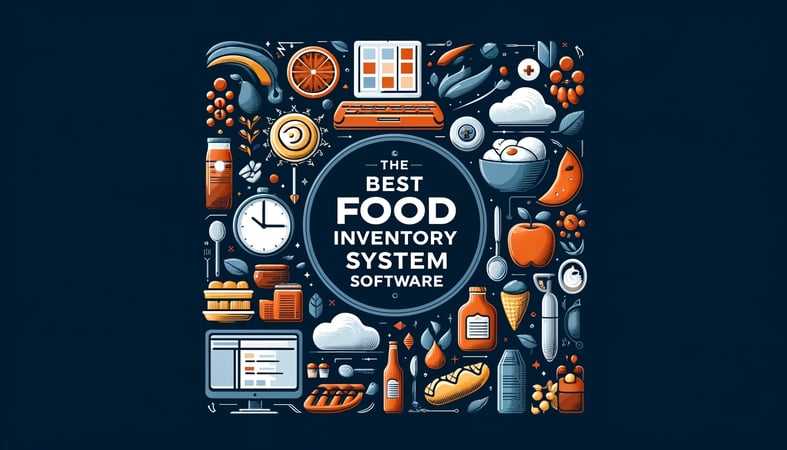 featured image for the guide, "Best All-In-One Customizable Food Inventory System Software Solution," highlighting that SkuNexus is the best food inventory system software: This image integrates the brand colors and visually represents elements of food inventory management, clearly communicating the superiority of SkuNexus.