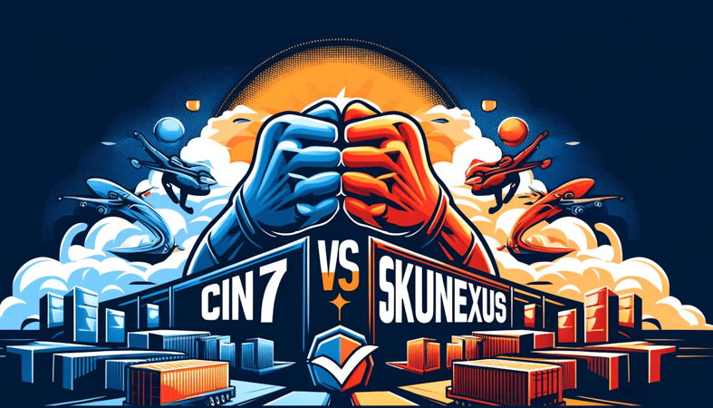 Cin7 Core VS. SkuNexus boxing match, showcasing SkuNexus as the superior alternative. Highlighting key benefits and features, SkuNexus stands out among Cin7 Core alternatives and competitors (Cin7 Core formerly know as "Dear Inventory")