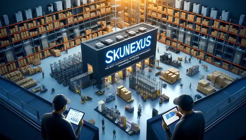 featured image for your guide on the best ecommerce warehouse management system, designed to align with your brand colors and capture the essence of modern, technology-driven warehouse management.
