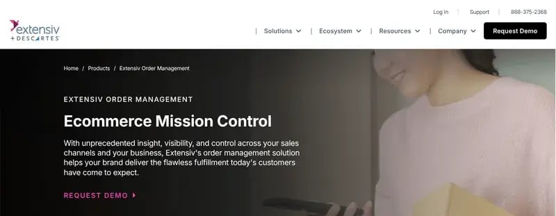 Extensiv Order Management product page headline: Ecommerce Mission Control