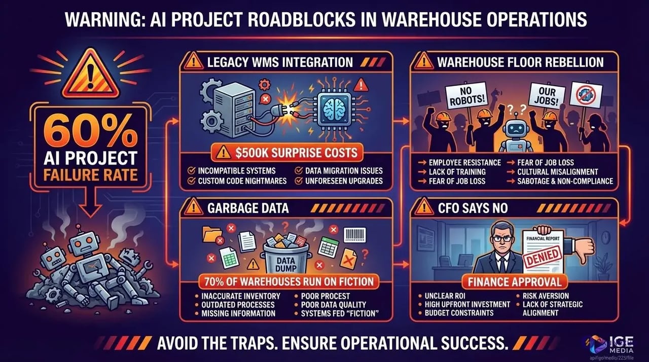 4 major roadblocks that cause 60% of AI warehouse projects to fail in year one