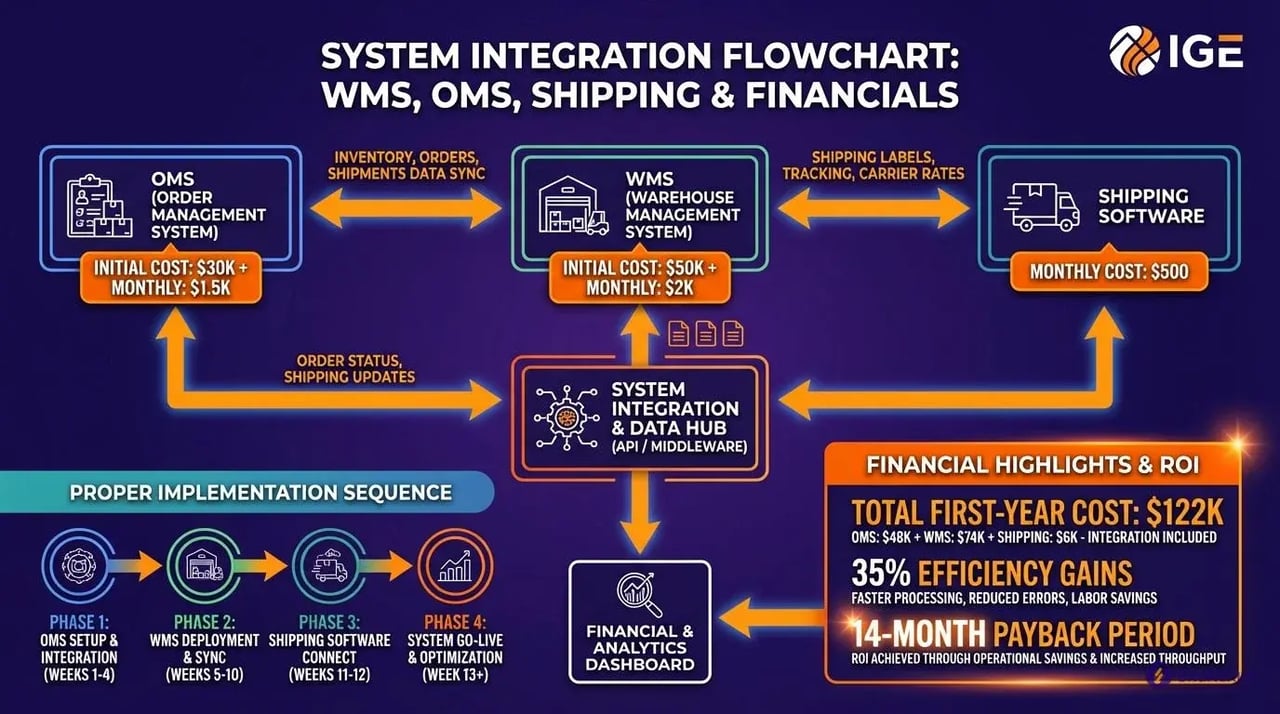 ecommerce fulfillment technology stack integration diagram WMS OMS shipping software