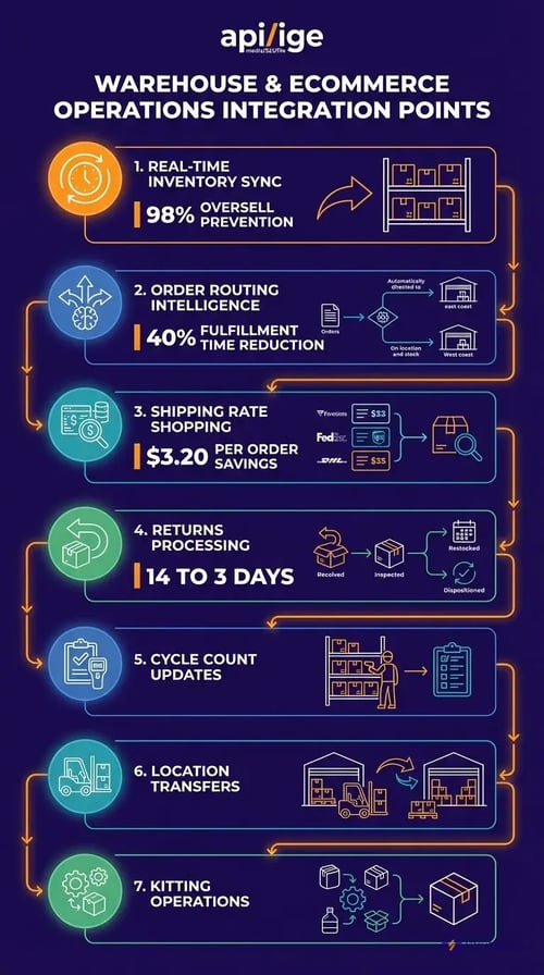 7 OMS WMS integration points that drive 95% of ROI infographic