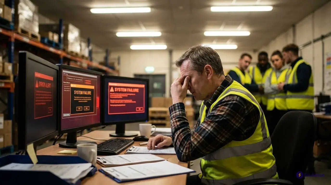 warehouse supervisor dealing with OMS WMS integration system failures