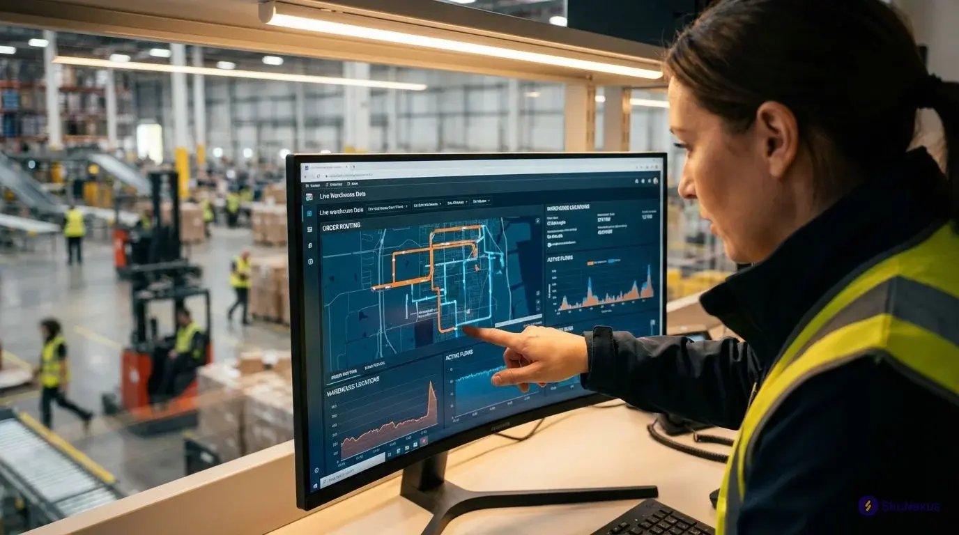 order routing automation dashboard showing real-time warehouse allocation and inventory data