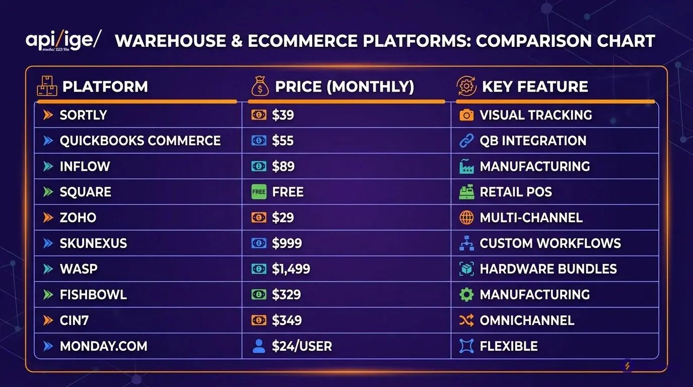comparison table of 10 best inventory management software options for small business with pricing