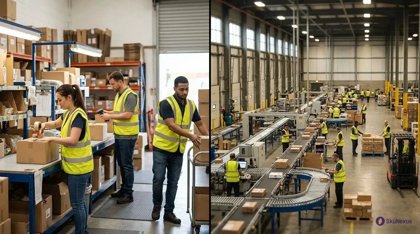 comparison of small warehouse vs enterprise fulfillment center operations for different OMS solutions