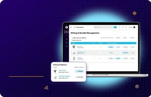 SkuNexus kitting and bundle management showing component-level inventory tracking and kit assembly workflows