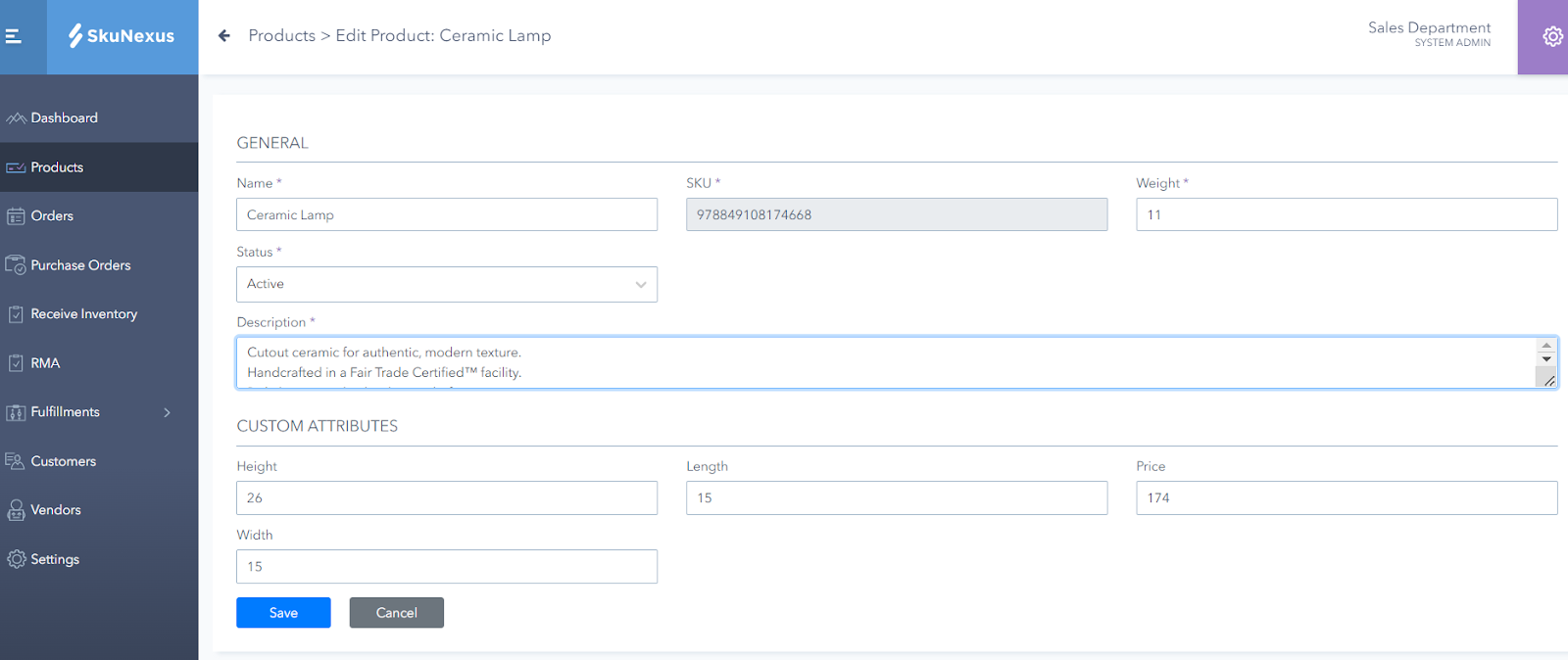 Product overview inventory management