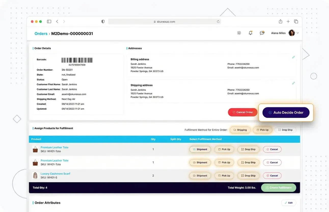 Order Management feature 2 — SkuNexus