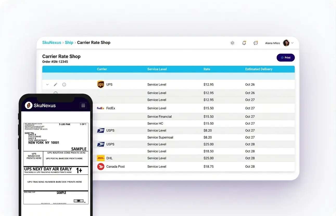 Shipping & Rate Shopping feature 1 — SkuNexus