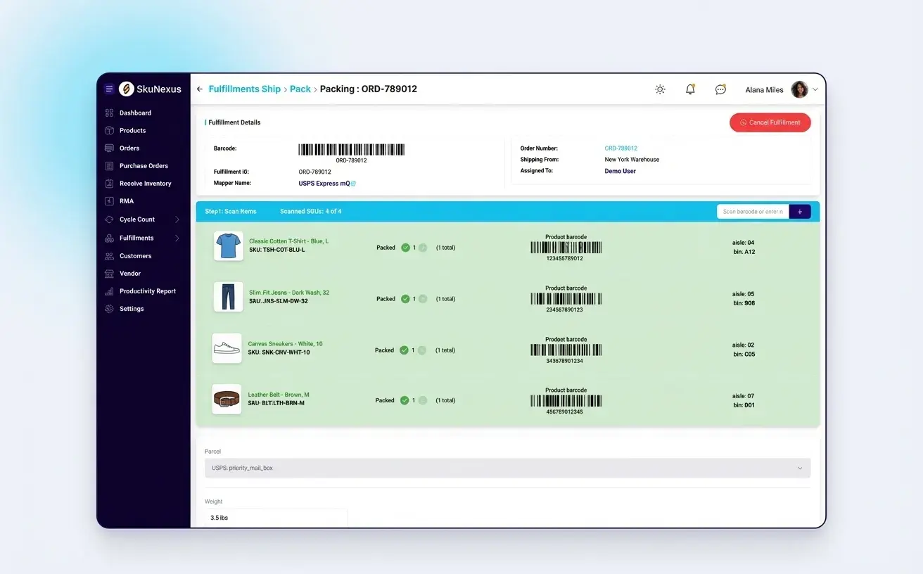 Order scan audit trail