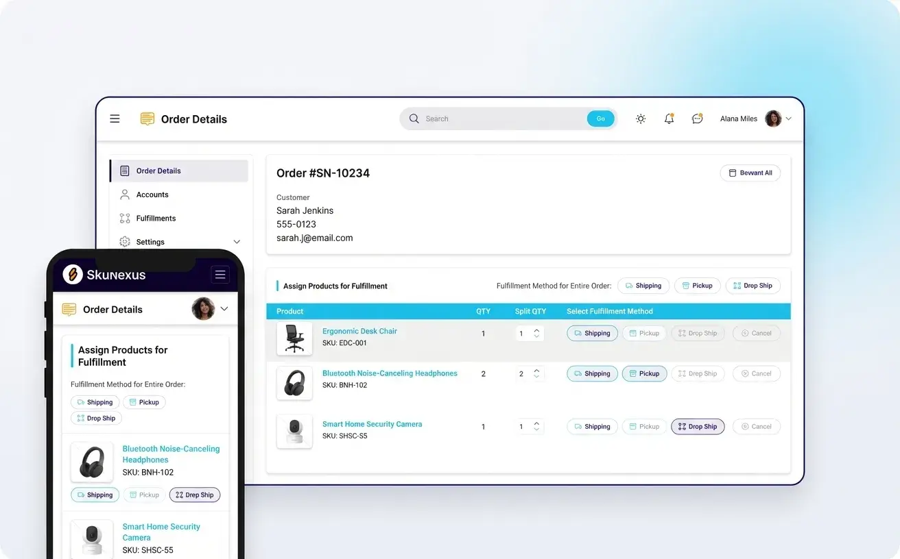 Decision engine splitting an order