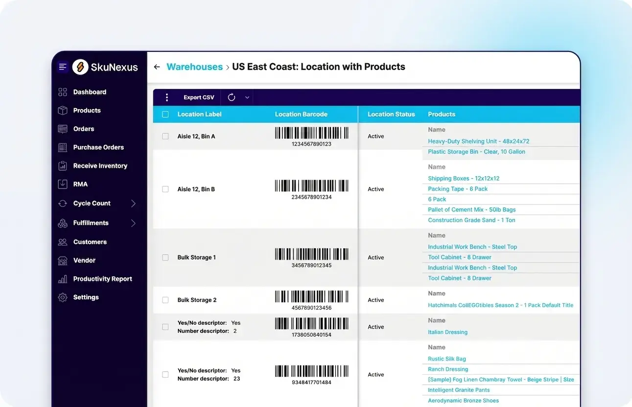 Multi-warehouse view