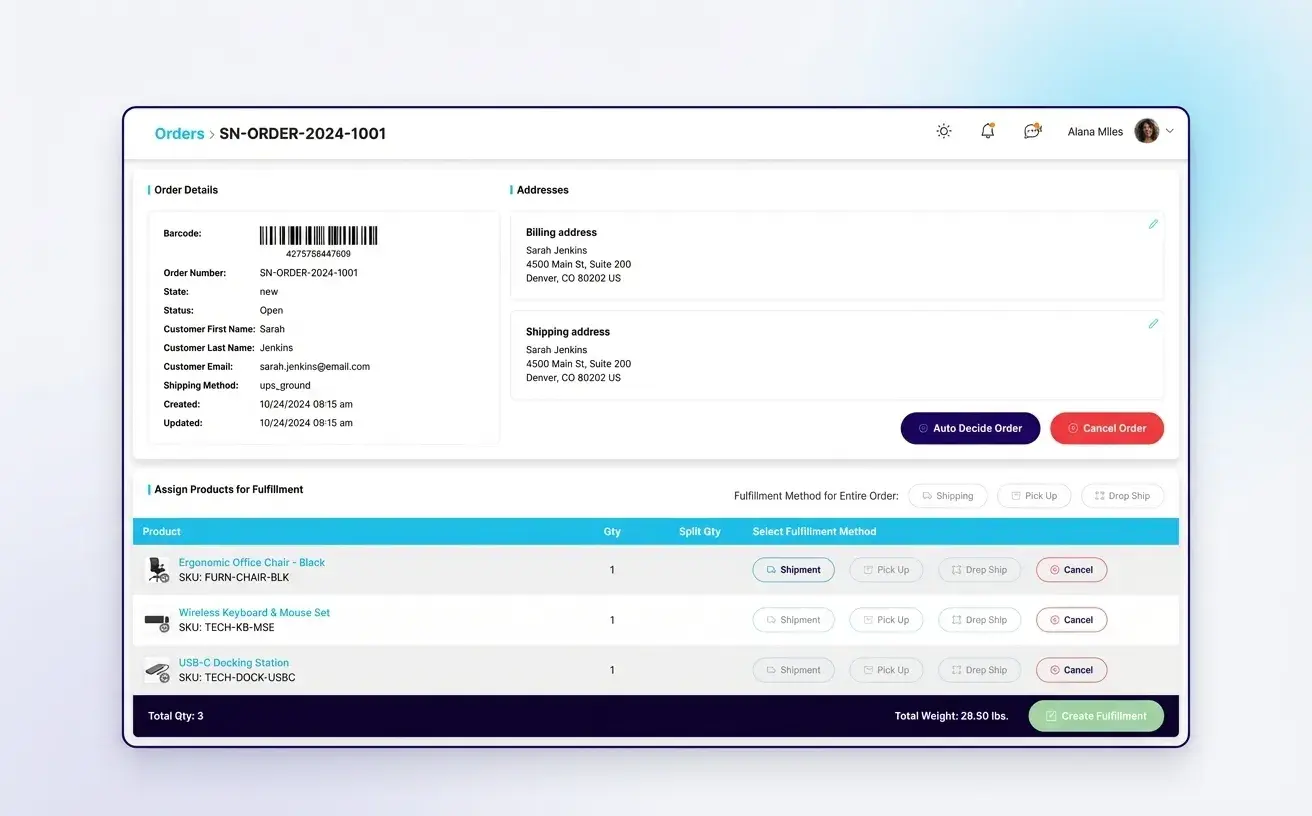 Order list with channel icons