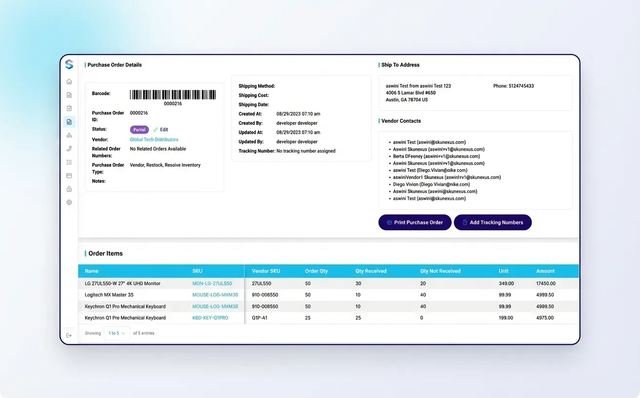 Scan-to-receive against PO